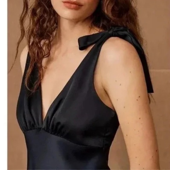 Sachin + Babi BHLDN Hudson Satin Navy Blue Tie Strap Midi Dress NEW SZ 10 - Picture 4 of 8